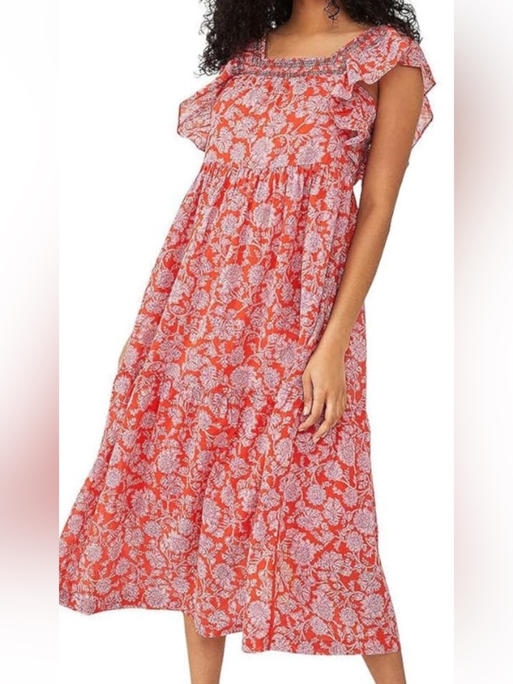 Free People Bonita dress red orange floral
